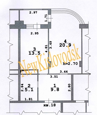 Планировка Квартиры 18 Кисловодск Белинского 15